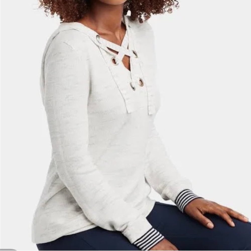 Nic & Zoe Lace Up Hoodie Size Small